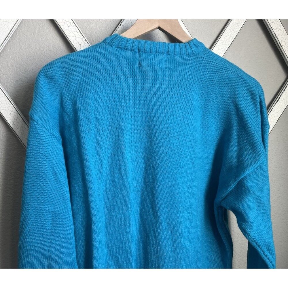 NWT! Vintage Le Tigre Men's L Pullover Sweater - Turquoise - Picture 7 of 8